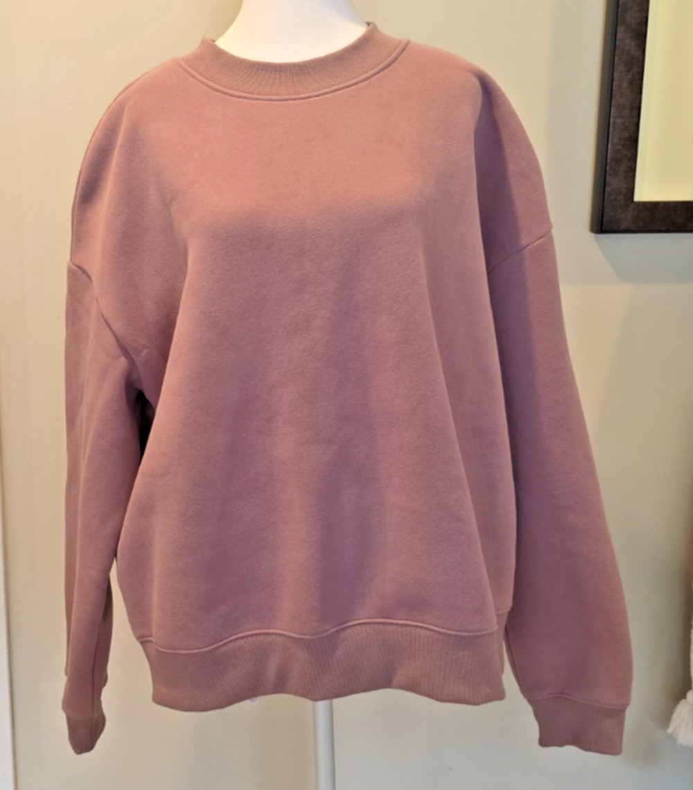Comfrt Good Days Ahead Oversized Crewneck Sweatshirt L Pink Mauve Fleece Cozy